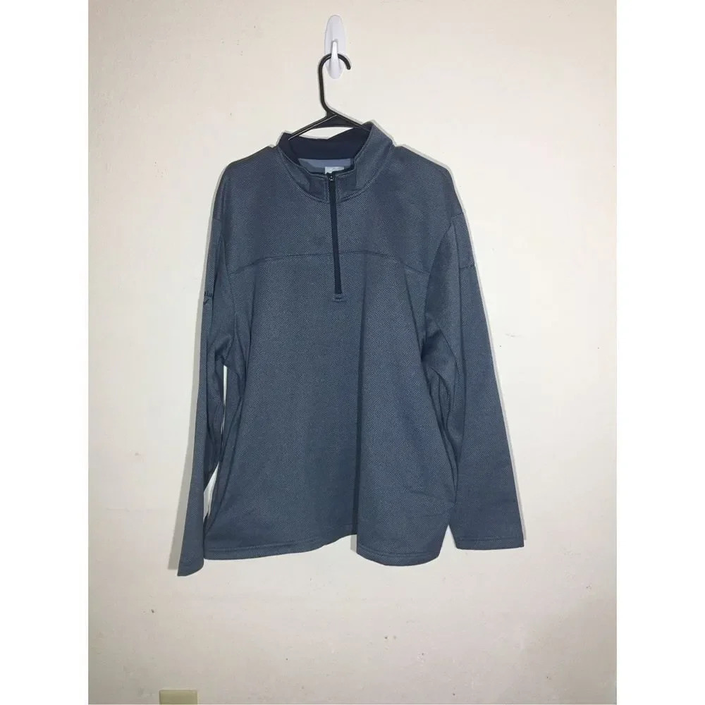 Mens Callaway Quarter Zip Jacket Winter Autumn Coat Blue Grey Size XL